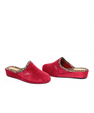 Велурени чехли в червен цвят с леопардови акценти от IL Tiglio