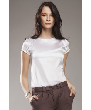 Дамска блуза с къси ръкави от Nife в бял цвят