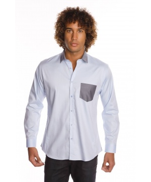 Стилна риза в синя гама с джоб от Gazoil