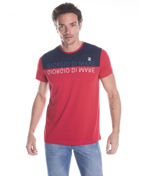 Тениска в червено и тъмносиньо с лого от Giorgio Di Mare