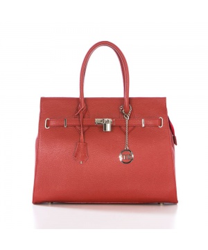Стилна кожена чанта от Mia Tomazzi в червен цвят