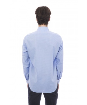 Памучна риза от Trussardi на фино каре в синьо