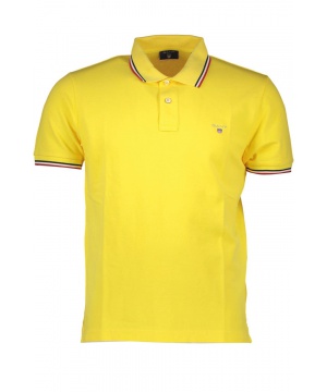 Поло тениска в жълто с цветни ивици от Gant