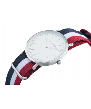 Часовник Jorvar Hansen в бяло и сребристо с цветна каишка