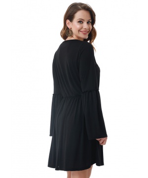 Къса черна рокля с цветна апликация от Bambina Mia