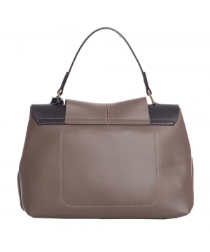 Елегантна кожена чанта в цвят тауп от 19V69 ITALIA  с контрастен акцент