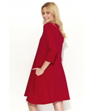 Къса рокля в червен цвят с джобове от Makadamia