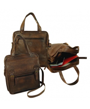 Кафява кожена чанта от LandLeder с къси дръжки