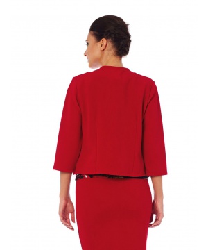 Дамско сако в червено с флорален акцент и 3/4 ръкави от 4Lilou
