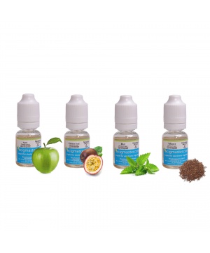 Сет от 4 течности за електронна цигара с вкус на тютюн, мента, ябълка и плодове от Ecigmaster