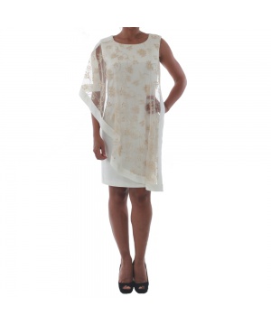 Бяла рокля с ефирен воал на цветя от Rinascimento