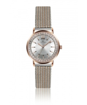 Елегантен часовник Victoria Walls в розово златисто и сребристо