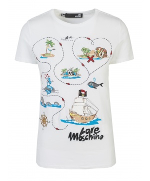 Дамска тениска в бял цвят с принт от Love Moschino