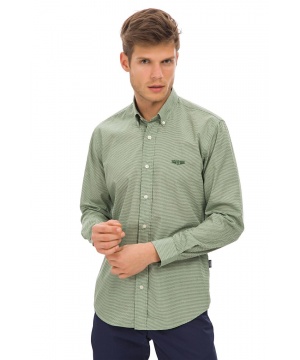 Памучна мъжка риза в зелена гама от Galvanni