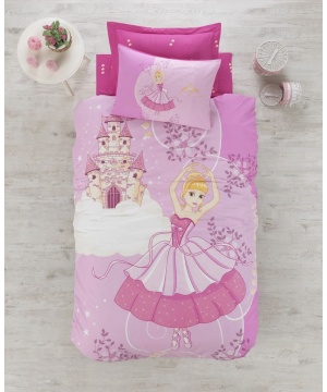 Спален комплект Cotton Box в розово с принт на принцеса