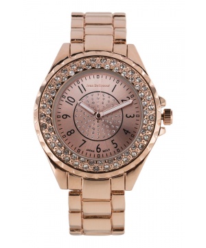 Часовник от Jean Bellecour в розово златисто с кристали