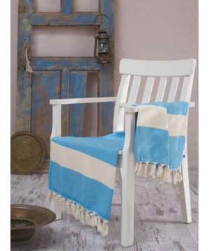 Памучна кърпа от Eponj Home в син нюанс с ресни