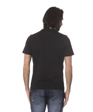 Памучна тениска в черен цвят с принт от John Richmond