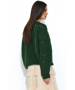 Пуловер в тъмно зелено с ажурни мотиви от Numinou