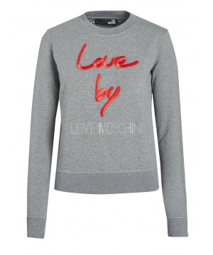 Пуловер в сив цвят с принт от Love Moschino