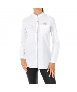 Риза с принт от La Martina в бял цвят