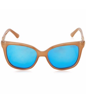 Огледални дамски очила Guess в цвят камел и синьо