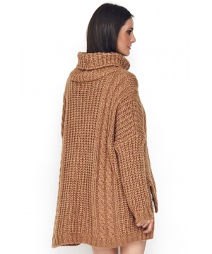 Пуловер с яка от Numinou в цвят камел