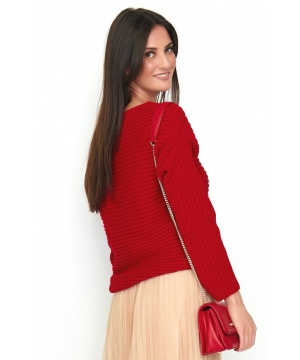 Пуловер с панделка от Numinou в червен цвят