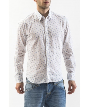 Мъжка памучна риза в бял цвят и синьо от Meltin'Pot