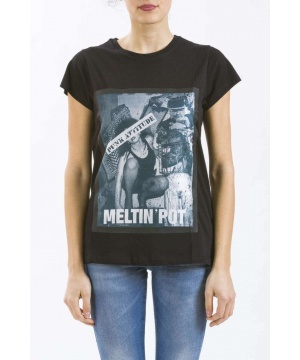 Черна дамска тениска с фото принт от Meltin'Pot