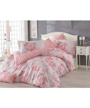 Спален комплект Hobby с принт в розова гама