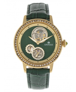 Часовник Empress в златисто със зелена каишка