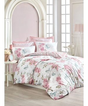 Единичен спален комплект Cotton Box в розово с принт