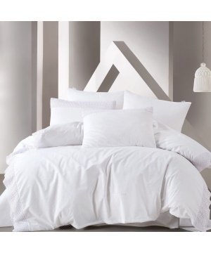Спален комплект Ранфорс от Marie Claire в бяло с бродерия