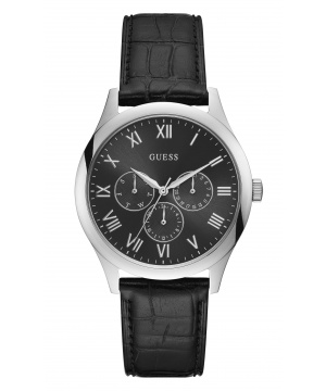 Мъжки часовник от Guess в сребристо с черна каишка
