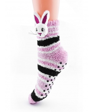Къси чорапи от Attractive със зайче в розова гама