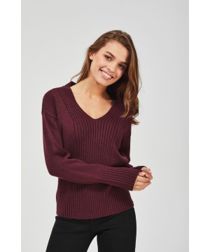 Дамски пуловер в цвят бордо