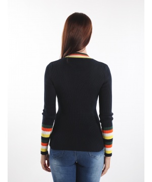 Пуловер с цветни детайли от Giorgio Di Mare в тъмносин цвят