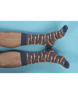 Мъжки чорапи с принт на лисици в син нюанс