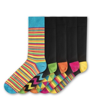 Сет от 5 чифта мъжки чорапи с принт в многоцветна гама