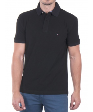 Мъжка поло тениска Tommy Hilfiger в черен цвят