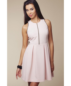 Стилна розова рокля без ръкави с ефектен цип от Ambigante