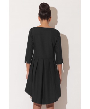 Черна асиметрична рокля с плисета от Katrus