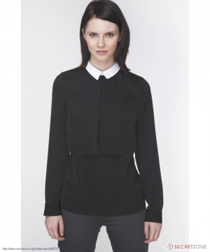 Черна блуза с контрастна яка от Ambigante