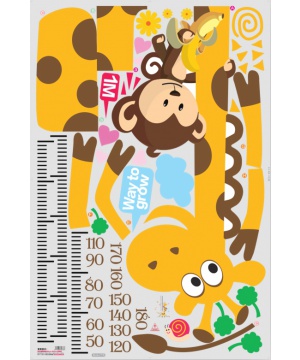 Декоративен стикер метър с жираф и маймуна от Ambiance