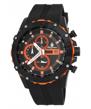Черен часовник хронограф Burgmeister с оранжеви детайли