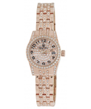 Луксозен часовник Burgmeister в розово златисто с кристали