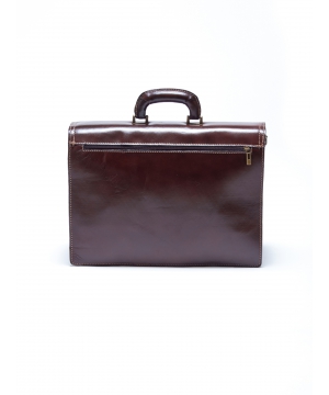 Елегантна кожена чанта - куфарче в кафявата гама