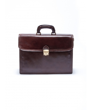 Елегантна кожена чанта - куфарче в кафявата гама