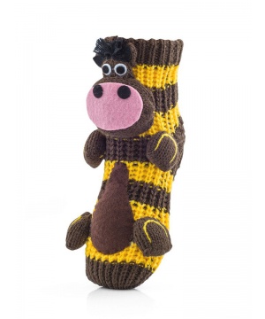 Плетени чорапи в кафяв цвят с кон от Family Pyjamas